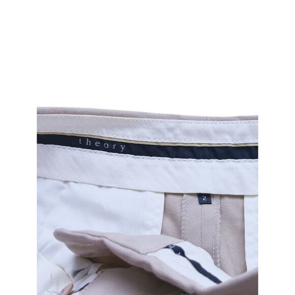 Theory Beige Linen Mid-Rise Bermuda Shorts 2 Clean Girl Minimal Academia Fall - Picture 5 of 7